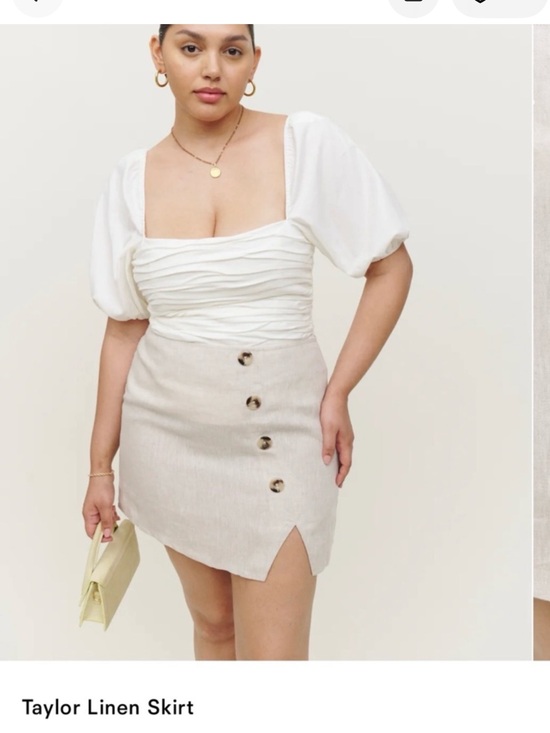 Reformation Dresses & Skirts - Reformation Taylor Linen Skirt in Beige Oatmeal Button-Detail